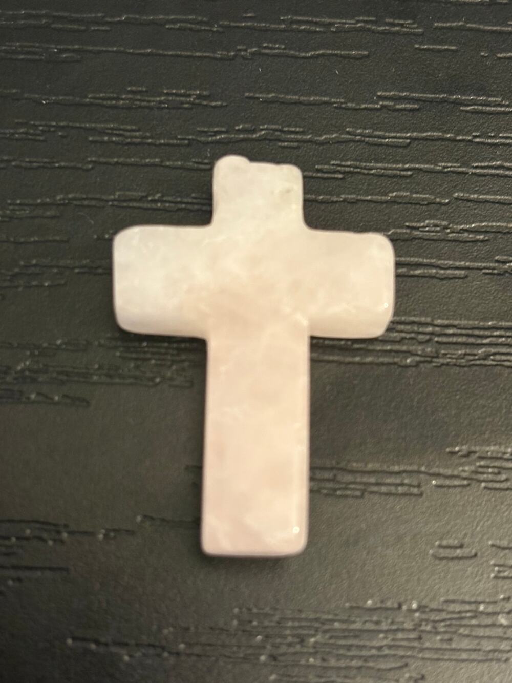 Vintage Genuine Rose Quartz Stone Cross Pendant